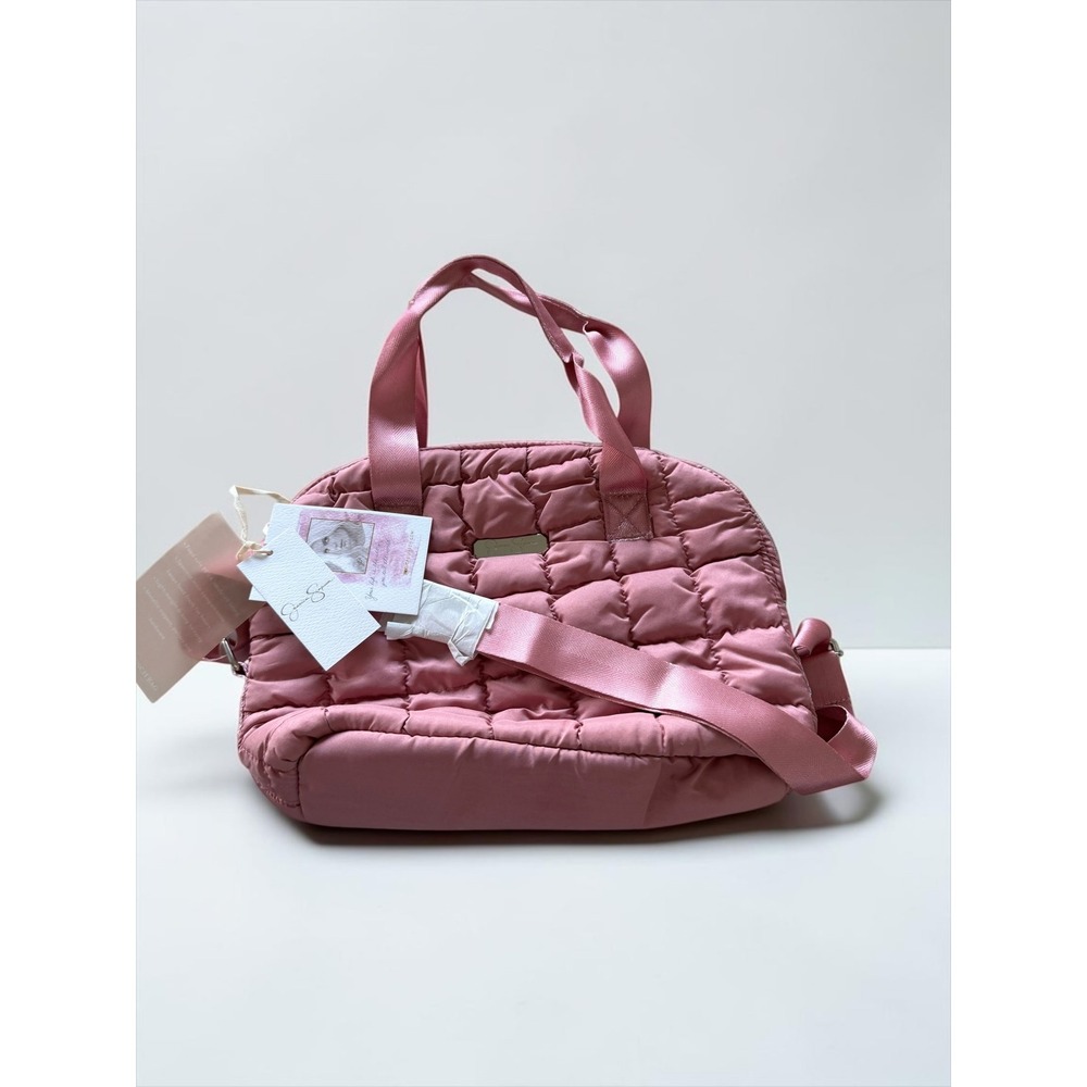 Jessica Simpson Pink Quilted Insulated Lunch Bag Puffer Tote Crossbody New